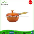 Cast Iron Enamel Sauce Pan with wooden handle